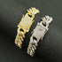 2 Pcs Iced Out Silver & Gold 18K Gold Plated Bling CZ Cuban Miami Link Bracelet